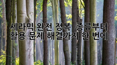 세라믹 완전 정복! ✨ 종류부터 활용, 문제 해결까지 한 번에! 🛠️